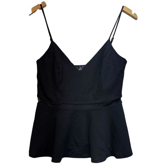 Lulus Womens Peplum Sleeveless Top Large Black Going Out Shirt - Picture 1 of 9